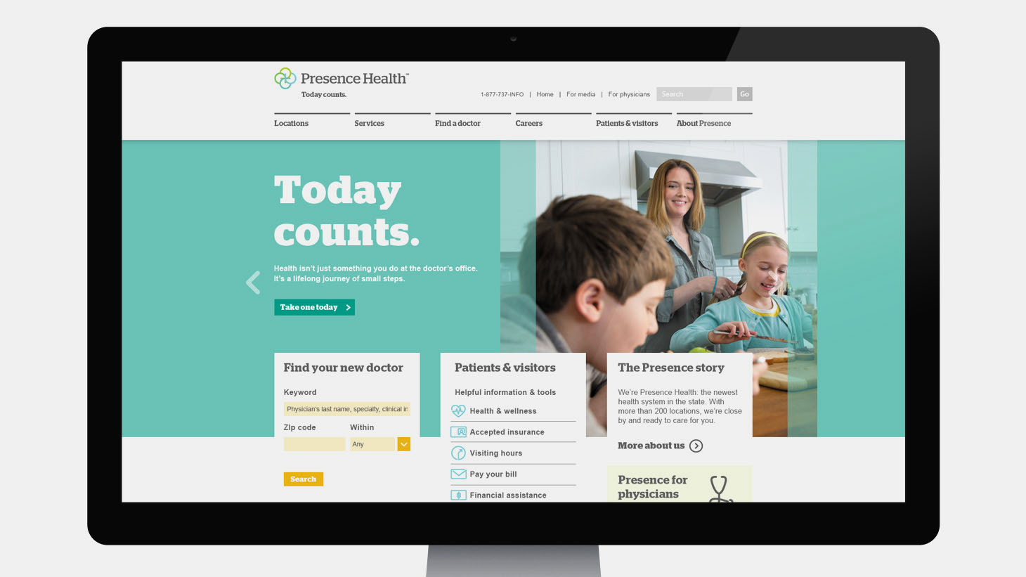 Presence Health Homepage - The Motion Agency case study