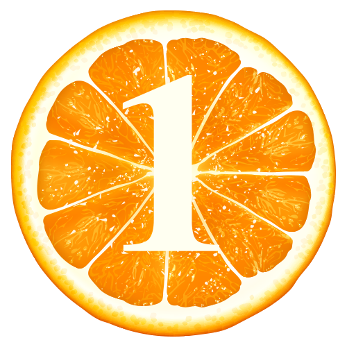 Orange slice with the number 1 on top