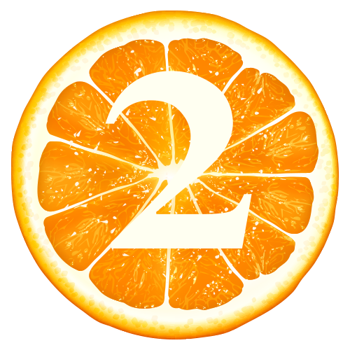Orange slice with the number 2 on top