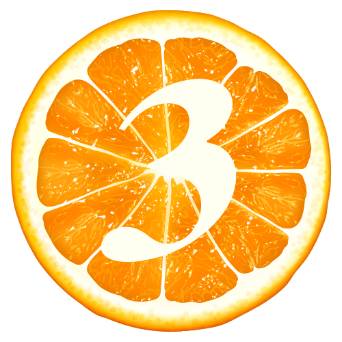 Orange slice with the number 3 on top