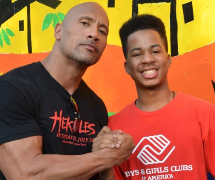 Non-profit client Boys and Girls Clubs of America, image showing Dwayne 'The Rock' Johnson and a club member