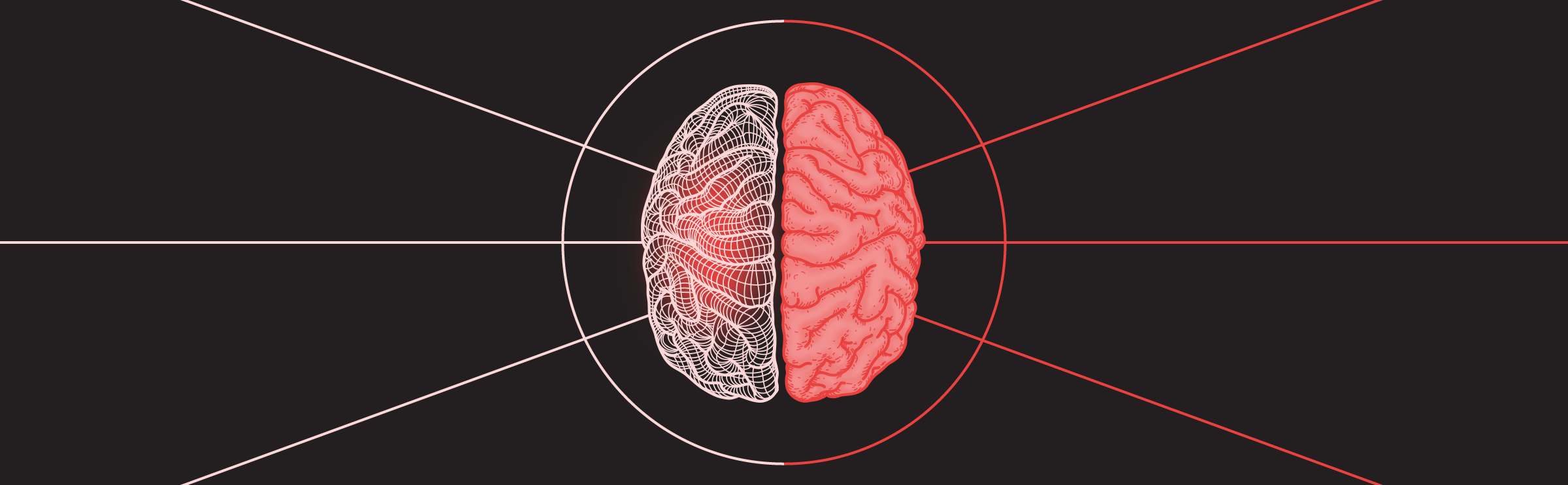 Illustration of AI brain working with human brain