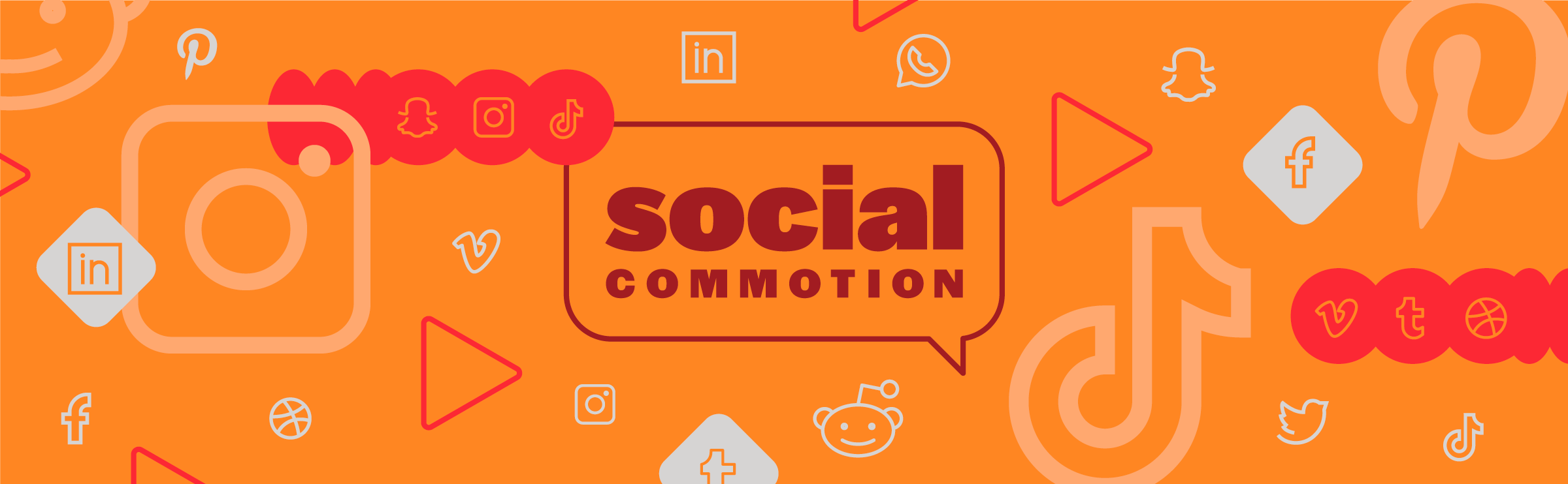 Social Commotion image with social media icons at various sizes